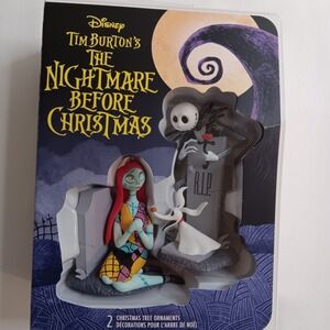 Disney Tim Burtons The Nightmare Before Christmas Jack/Sally‎ Ornaments 2 Pack